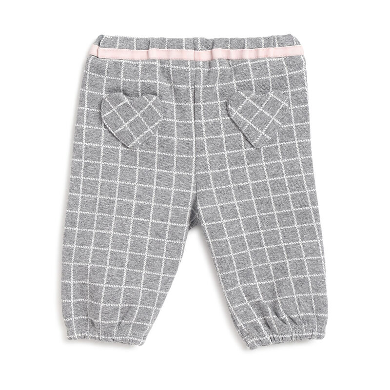 Girls Medium Grey Checkered Long Trousers image number 1